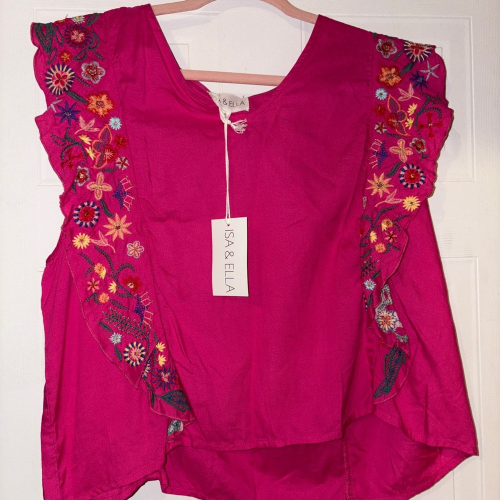 Women's Pink Embroidered Top